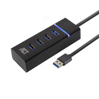 ACT 4-poorts USB 3.2 hub zwart