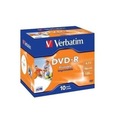 Verbatim DVD-R 4,7GB Printable 10 stuks Jewelcase