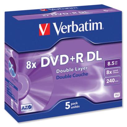 Verbatim DVD+R 8,5GB Dual layer 5 stuks Jewelcase