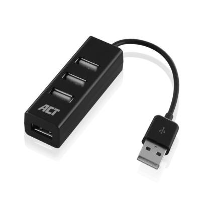 ACT 4-poorts mini hub USB 2.0 zwart