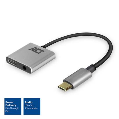 ACT USB-C naar 3,5mm jack audio en PD pass through