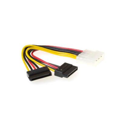 ACT Molex 4-pin naar 2x SATA splitter voedingskabel M/F