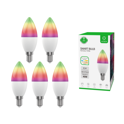 5-pack Woox R9075 Slimme  E14 LED lamp WiFi RGB