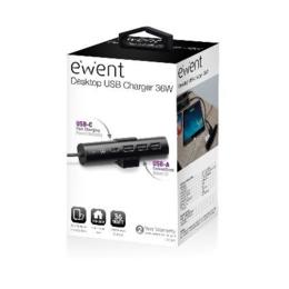 Ewent EW1317 4-poorts 1x USB-C 3x USB-A lader Smart IC 1.9m
