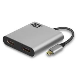 ACT USB-C naar HDMI Dual monitor 4K adapter