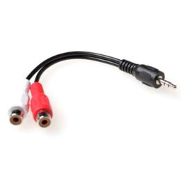 ACT 3,5mm jack naar 2x Tulp audiokabel M/F 0,15m