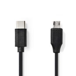Nedis USB-C naar Micro USB kabel 1 meter zwart