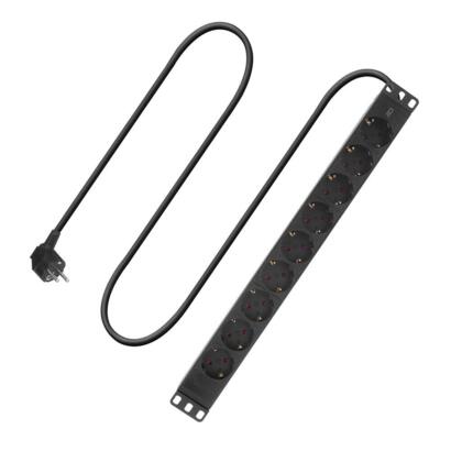 ACT PDU Stekkerdoos 9-voudig type F 19" 250V/16A 3m zwart