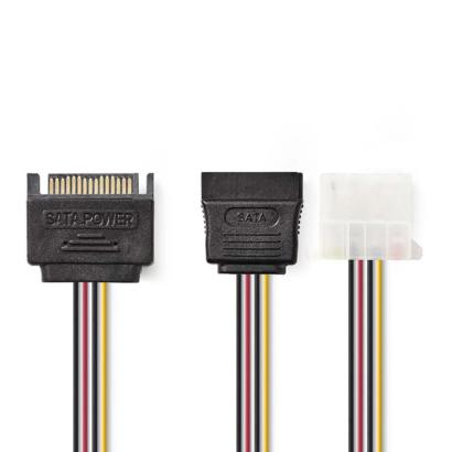 Nedis Sata 15-pins naar Sata 15-pins M/F + Molex F 0,20m