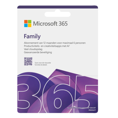 Verlenging Microsoft 365 Family 6 gebruikers PC/MAC 1 jaar
