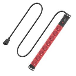 ACT PDU Stekkerdoos C14 8-voudig type E 19" 250V/10A 3m rood