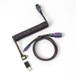 Keychron Premium Coiled Aviator USB-C haaks regenboog zwart