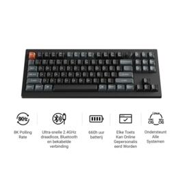 Keychron V3 Ultra 8K toetsenbord Silk POM brown switch zwart