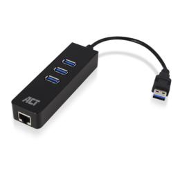 ACT 3-poorts USB 3.2 hub met ethernet poort