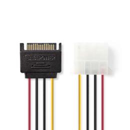 Nedis Sata 15-pins naar Molex voedingskabel M/F 0,15m