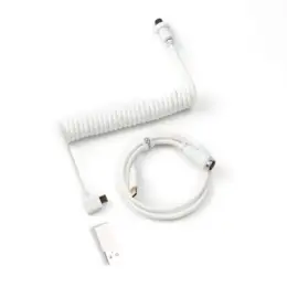 Keychron Coiled Aviator USB-C kabel met haakse connector wit