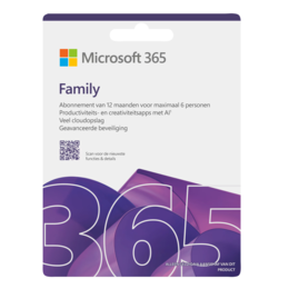 Microsoft 365 Family 6 gebruikers PC/MAC 1 jaar (key only)