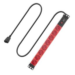 ACT PDU Stekkerdoos C14 8-voudig type F 19" 250V/10A 3m rood