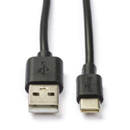 USB-A naar USB-C kabel 1 meter zwart bulk