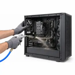 Schoonmaken binnenkant computer dmv compressor