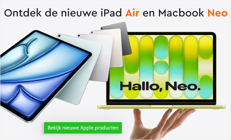 Apple Macbook Neo + Nieuw iPad air | Caroussel banner