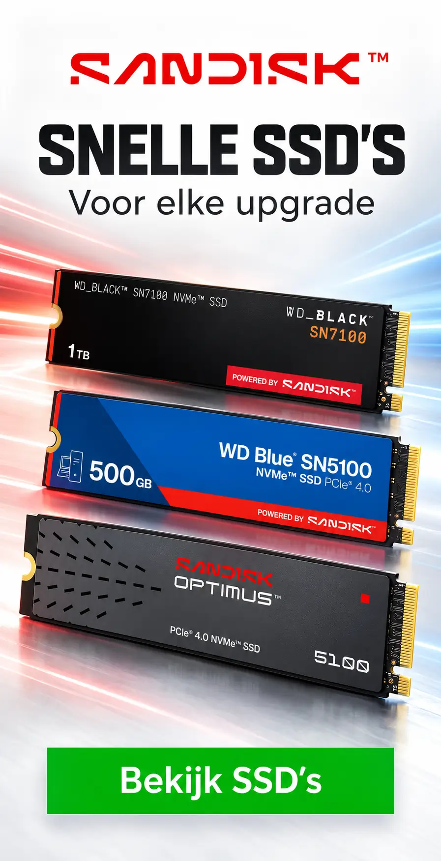 SanDisk en WD SSD’s voor een snellere pc of laptop