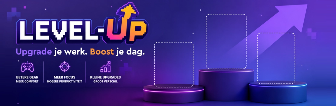 Level Up campagne banner met tijdelijke korting op veel producten