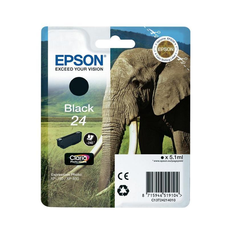 Image of Epson 24 Series Elephant Black Ink Cartridge