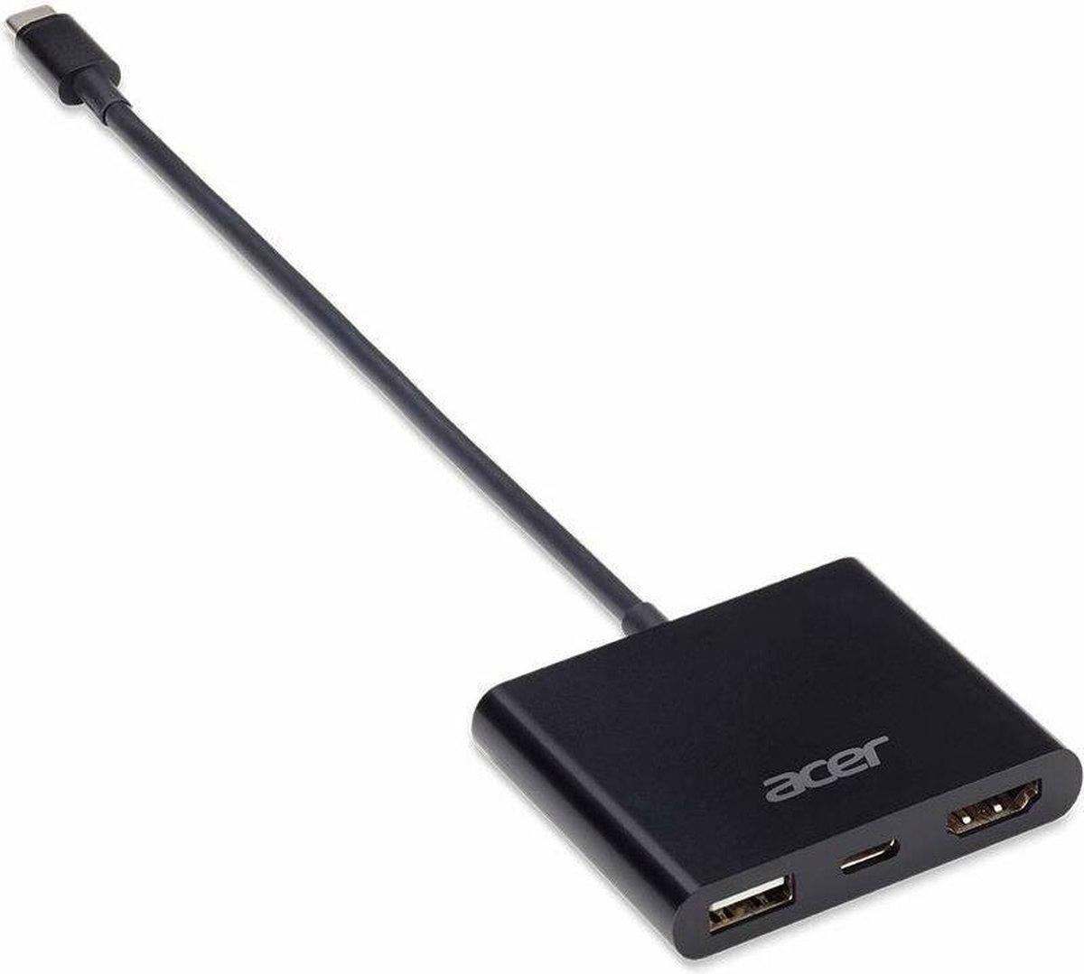 Acer NP.CAB1A.020 kabeladapter-verloopstukje USB Type-C Gen1 PD & HDMI & USB-A Zwart