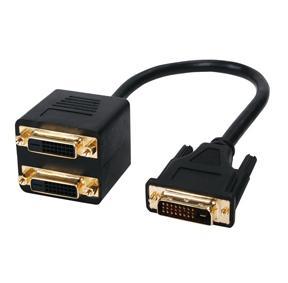 DVI splitterkabel DVI-D 24+1-pin mannelijk 2x DVI-D 24+1-pin vrouwelijk 0,20 m zwart
