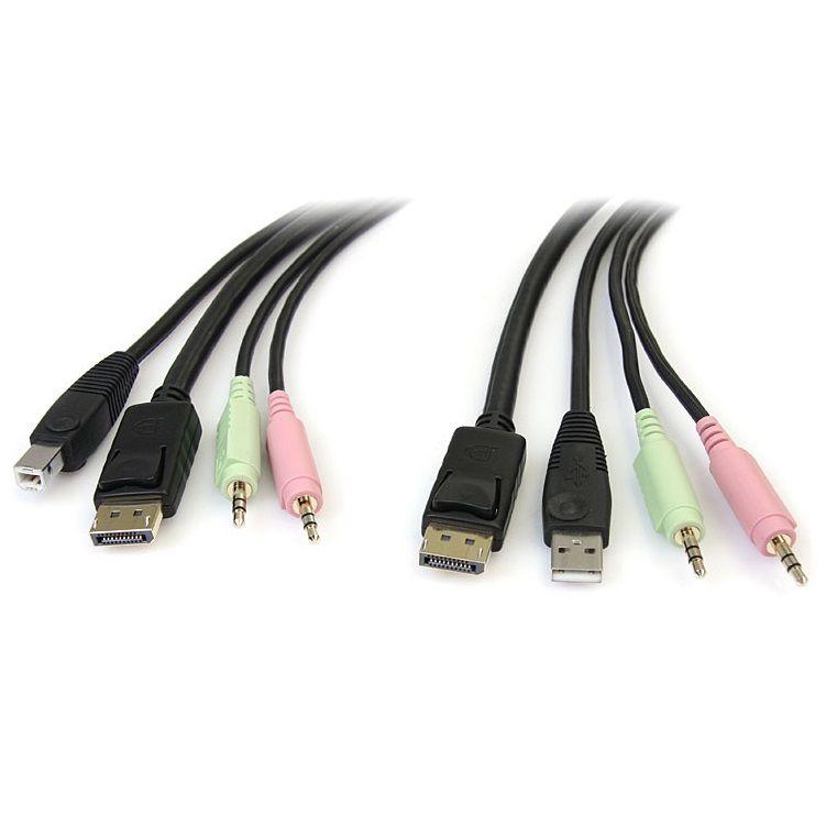 StarTech 4-in-1 USB DP KVM kabel audio/microfoon 1,8m