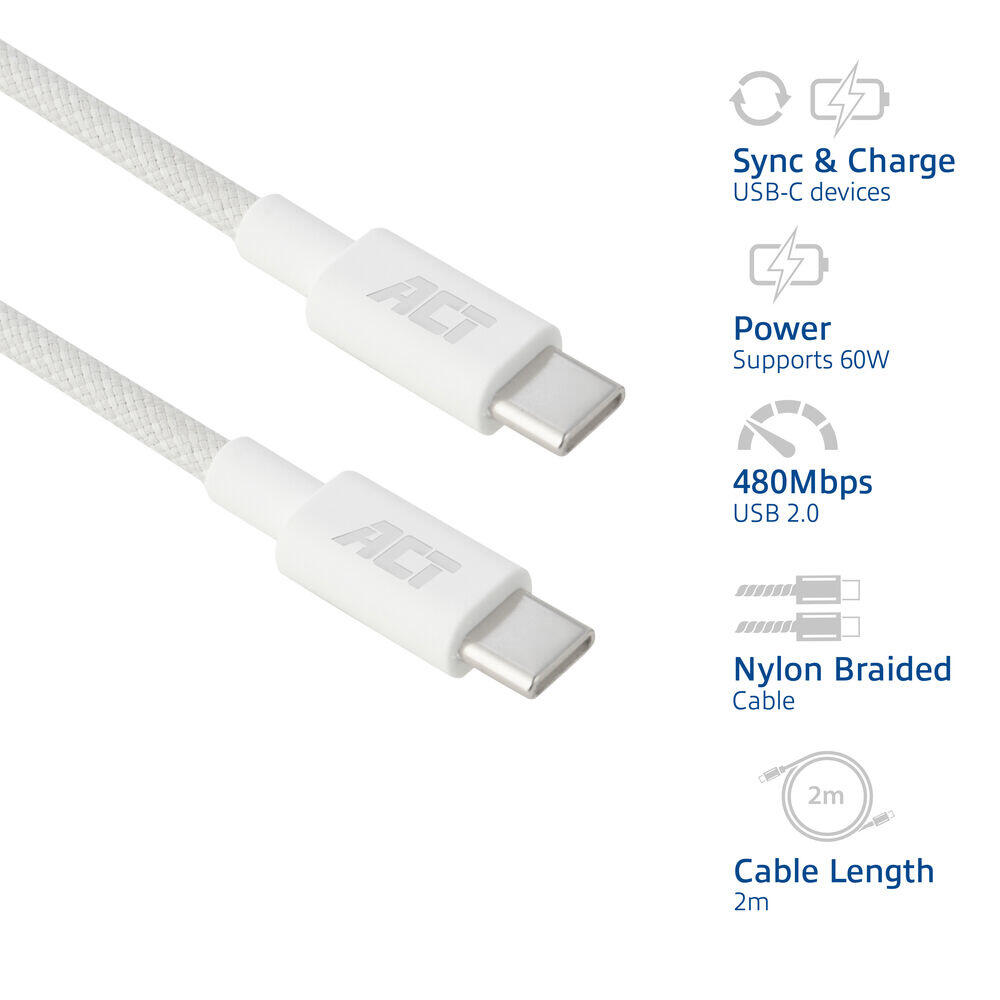 ACT USB-C kabel 2m wit