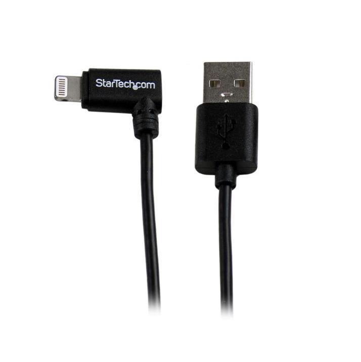 StarTech.com 2m hoekige zwarte Apple 8-polige Lightning-connector naar USB-kabel voor iPhone-iPod-iP