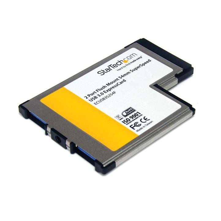 StarTech.com 2-poorts verzonken gemonteerde ExpressCard 54 mm SuperSpeed USB 3.0 kaartadapter met UA