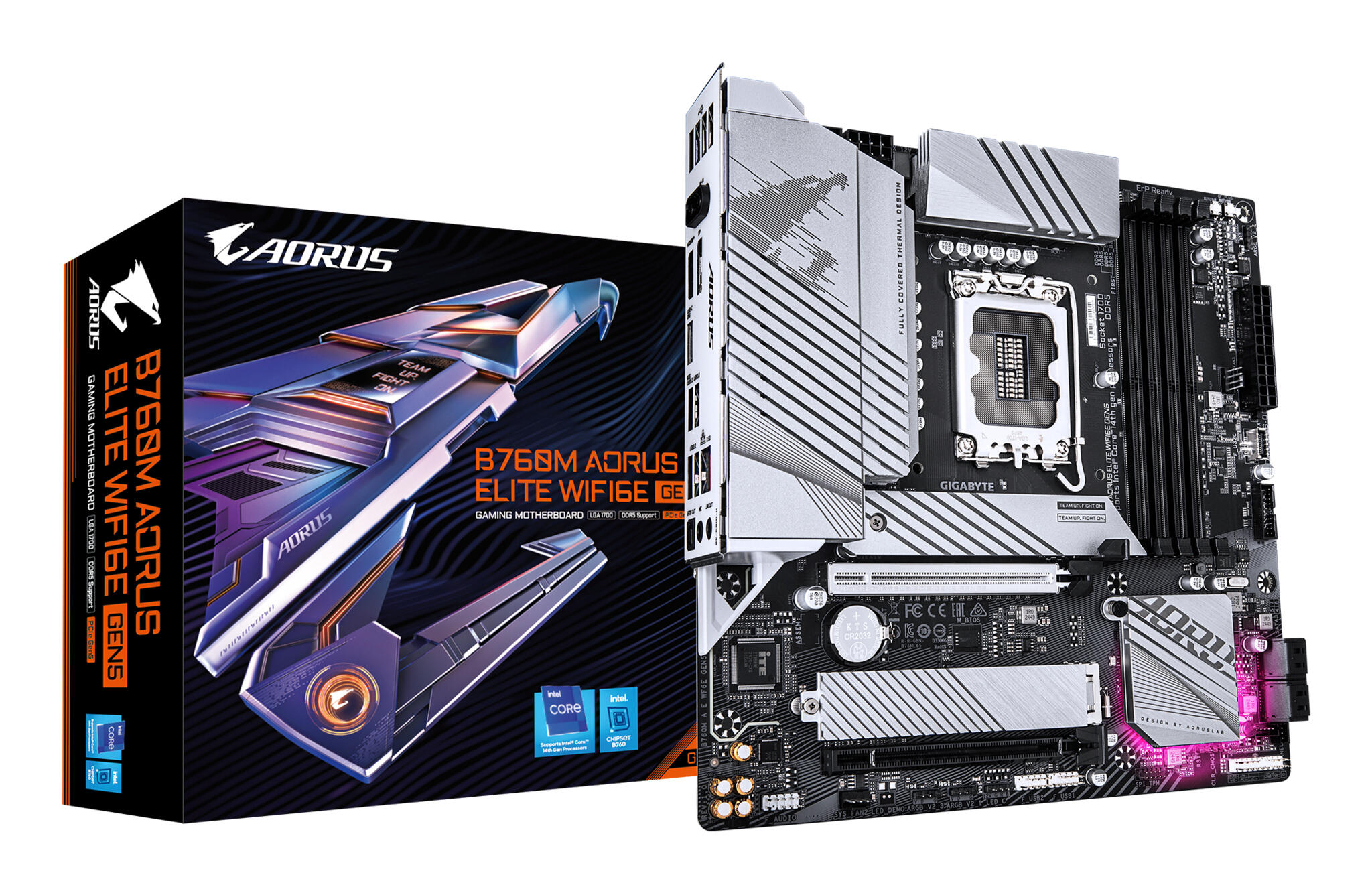Gigabyte B760M Aorus Elite WiFi6E Gen5 moederbord afbeelding