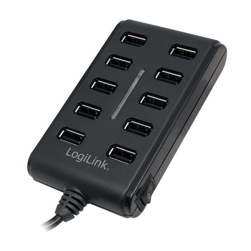 Image of LogiLink 10 poorten USB 2.0 hub UA0125 Zwart