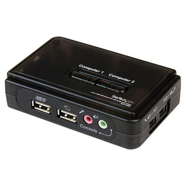 StarTech.com 2-poort USB KVM-switch Zwart met Audio en Bekabeling