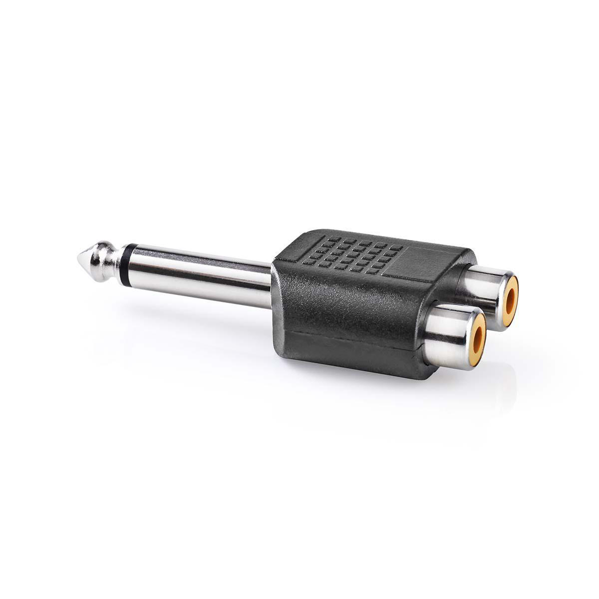 Mono-Audioadapter | 6,35 mm male 2x RCA female | 10 stuks | Zwart