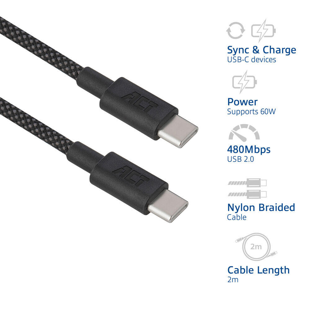 ACT USB-C kabel 2m zwart