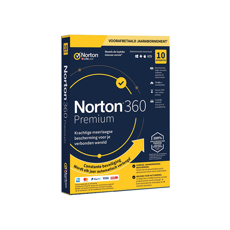 Symantec Norton 360 Premium 10U + 75GB 1jr