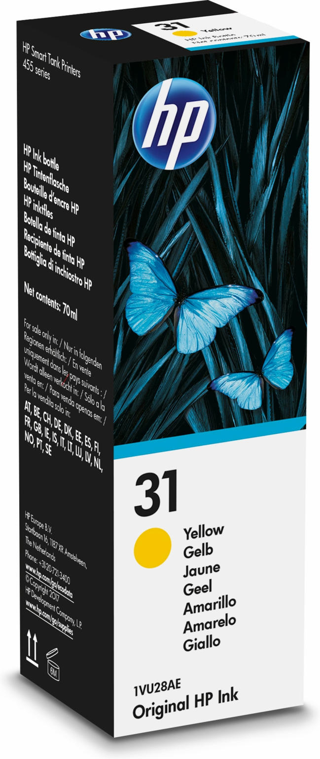 HP 31 70-ml Yellow Original Ink Bottle 70ml 8000pagina's Geel inktcartridge