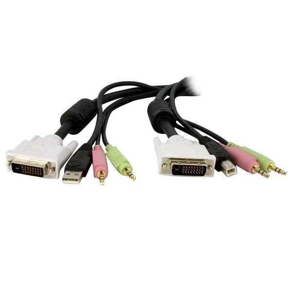 StarTech 4-in-1 USB Dual-Link DVI KVM kabel audio/mic 4,5m