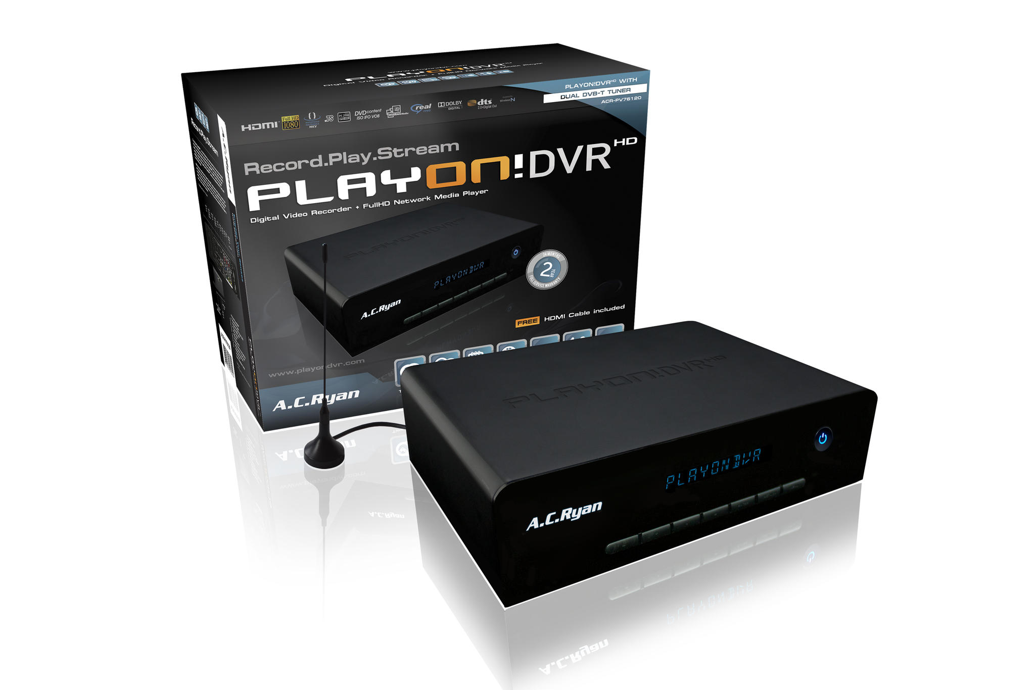 AC Ryan PlayOn! DVR HD Media Player (No HDD) Zwart - ACR-PV76120