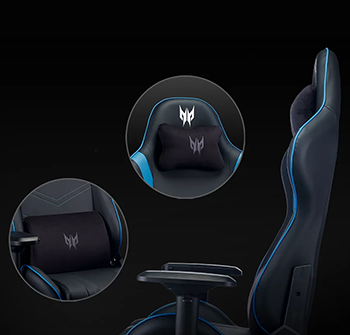 Close-up van Acer Predator gamestoel, detail van het materiaal en design